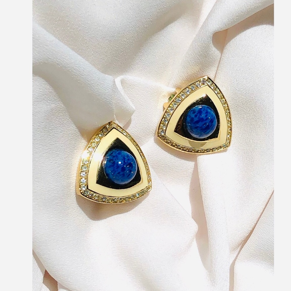Vintage ✨ Christian Dior ✨ Gold Plated Crystal Enamel Gripoix Glass Clip Earring